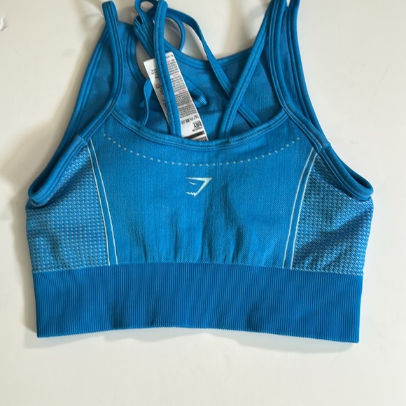 Gymshark ultra seamless sports bra strappy neon blue padded athletic workout - Picture 4 of 5